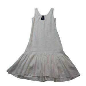 NWT Polo Ralph Lauren Dress Womens Small White Midi 100% Linen Sleeveless Resort